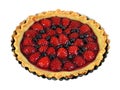 tasty strawberry tart on white background