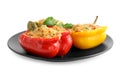 Tasty stuffed bell peppers isolated