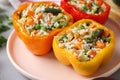 Tasty stuffed bell peppers on table Royalty Free Stock Photo