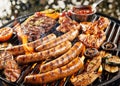 Tasty summer barbecue grilling over the coals Royalty Free Stock Photo