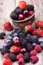 Tasty summer fruits on a wooden table Royalty Free Stock Photo