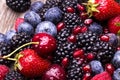 Tasty summer fruits on a wooden table Royalty Free Stock Photo