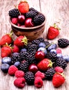 Tasty summer fruits on a wooden table Royalty Free Stock Photo