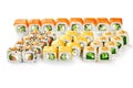Sushi set for family dinner with four types of rolls Royalty Free Stock Photo