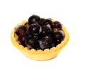 Tasty tartlet with berries,blackcurrant isolated. Berry tartlets. Cake with berries. Dessert with berries.Healthy food, vitamins