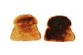 Tasty toast and burnt toast