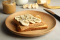 Tasty toasts with banana, peanut butter and chia seeds
