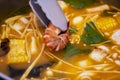 Tasty tom yum seafood soup with shrimp Royalty Free Stock Photo