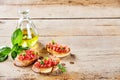 Tasty tomato bruschetta with olive oil Royalty Free Stock Photo