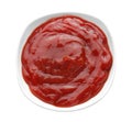 Tasty tomato sauce in bowl on white background Royalty Free Stock Photo