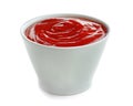 Tasty tomato sauce in bowl on white background Royalty Free Stock Photo