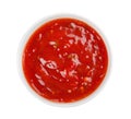 Tasty tomato sauce in bowl on white background Royalty Free Stock Photo