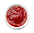 Tasty tomato sauce in bowl on white background Royalty Free Stock Photo