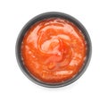 Tasty tomato sauce in bowl on white background Royalty Free Stock Photo