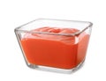 Tasty tomato sauce in glass bowl isolated