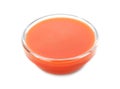 Tasty tomato sauce in glass bowl on white background Royalty Free Stock Photo