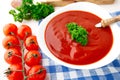 Tasty tomato soup with herbs