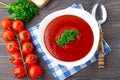 Tasty tomato soup with herbs Royalty Free Stock Photo