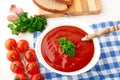 Tasty tomato soup with herbs Royalty Free Stock Photo