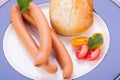 Tasty traditional pork sausages frankfurter snack food Royalty Free Stock Photo