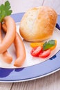 Tasty traditional pork sausages frankfurter snack food Royalty Free Stock Photo