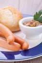 Tasty traditional pork sausages frankfurter snack food Royalty Free Stock Photo