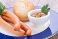 Tasty traditional pork sausages frankfurter snack food Royalty Free Stock Photo