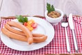 Tasty traditional pork sausages frankfurter snack food Royalty Free Stock Photo