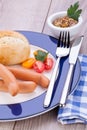 Tasty traditional pork sausages frankfurter snack food Royalty Free Stock Photo