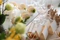 Tasty treats on table in room. Sweet buffet Royalty Free Stock Photo