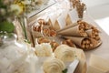 Tasty treats on table. Sweet buffet Royalty Free Stock Photo