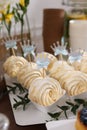 Tasty treats on table in room. Sweet buffet Royalty Free Stock Photo