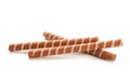 Tasty wafer roll sticks on white background Royalty Free Stock Photo