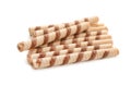 Tasty wafer roll sticks on white background Royalty Free Stock Photo