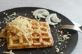 Tasty waffles with zucchini and cheese Royalty Free Stock Photo