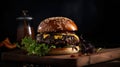 A tasty wagyu burger ai, ai generative, illustration Royalty Free Stock Photo