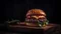 A tasty wagyu burger ai, ai generative, illustration Royalty Free Stock Photo