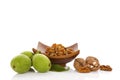 Tasty walnuts in wooden bowl Royalty Free Stock Photo