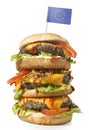 Tasty XXL Hamburger with the flag of Europe.series