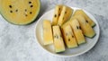 Tasty yellow watermelon over white background Royalty Free Stock Photo