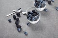 Tasty yogurt with chia seeds, blueberries