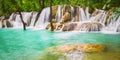 Tat Sae Waterfalls. Beautiful landscape, Laos. Panorama