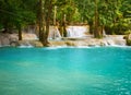 Tat Sae Waterfalls. Beautiful landscape. Laos. Royalty Free Stock Photo