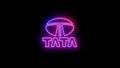 Tata logo in neon light neon sign and neon light concept editorial image