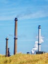 Steel factory with big chimneys in IJmuiden, the Netherlands