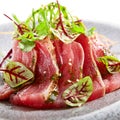 Tataki tuna closeup view