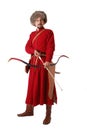 Tatar warrior with a bow. Royalty Free Stock Photo