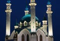 Tatarstan, Russia - 7 July 2021.Kul Sharif mosque in Kazan Kremlin at night. View of Islamic architecture, famous tourist attracti