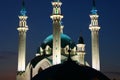 Tatarstan, Russia - 7 July 2021.Kul Sharif mosque in Kazan Kremlin at night. View of Islamic architecture, famous tourist attracti