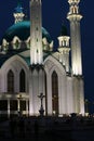 Tatarstan, Russia - 7 July 2021.Kul Sharif mosque in Kazan Kremlin at night. View of Islamic architecture, famous tourist attracti